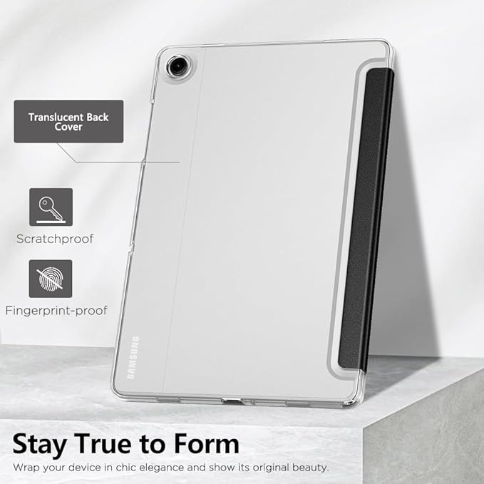 MoKo Case for Galaxy Tab A9+/A9 Plus 11 inch 2023, Slim Stand Protective Smart Cover with Hard PC Translucent Back Shell for Tab A9 Plus Tablet (SM-X210/X216/X218), Auto Wake/Sleep, Notebook Black
