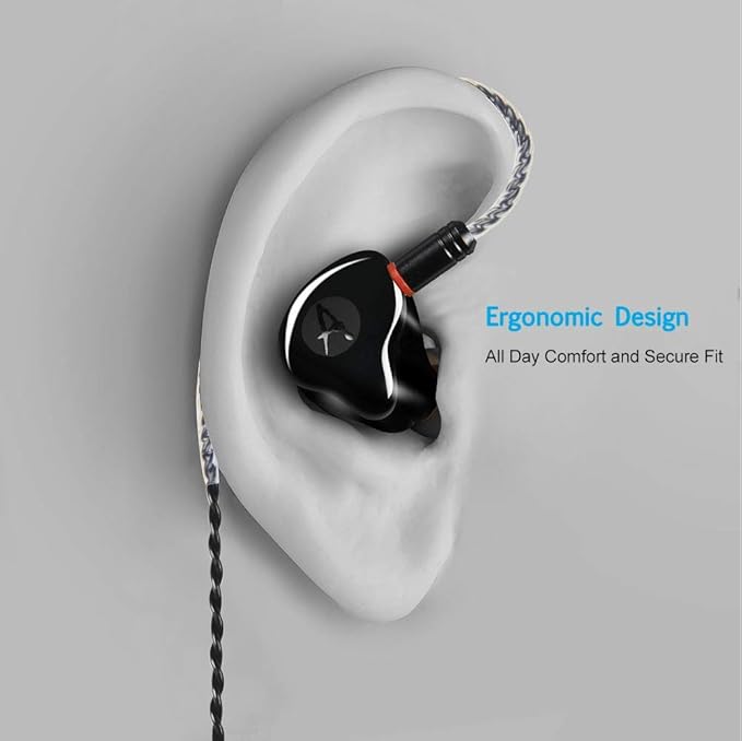 in Ear Monitor Headphones, HiFi Stereo IEM Earphones, Dynamic Dual Driver Wired Earbuds with Detachable Cable, Noise Canceling Headset for Singers Musicians Drummers Audiophile (Black)