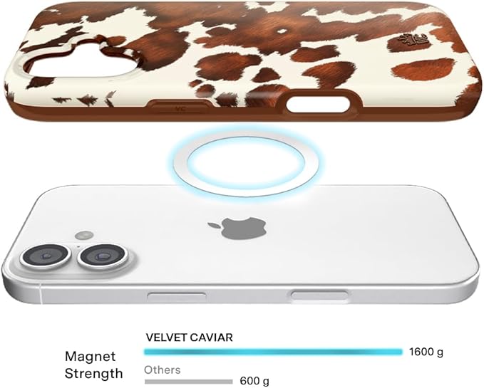 VELVET CAVIAR Case for iPhone 17 | Compatible with MagSafe | 10ft Drop Tested | Protective Western Cases | Cocoa Cow