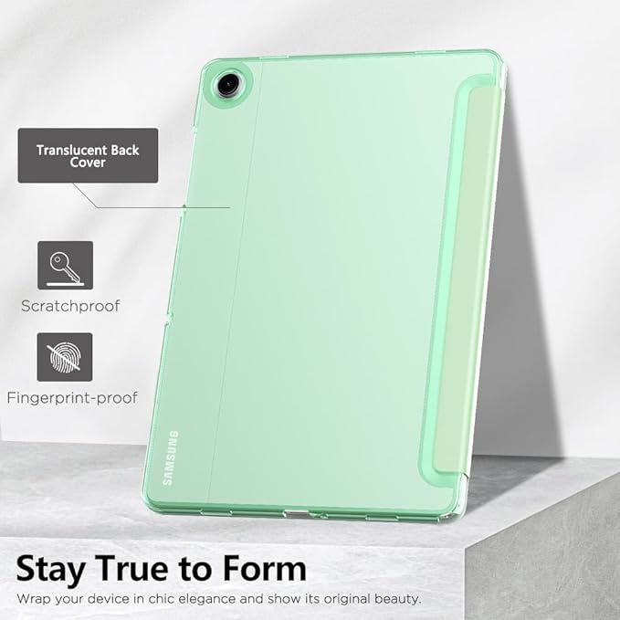 MoKo Case for Galaxy Tab A9+/A9 Plus 11 inch 2023, Slim Stand Protective Smart Cover with Hard PC Translucent Back Shell for Tab A9 Plus Tablet (SM-X210/X216/X218), Auto Wake/Sleep, Green