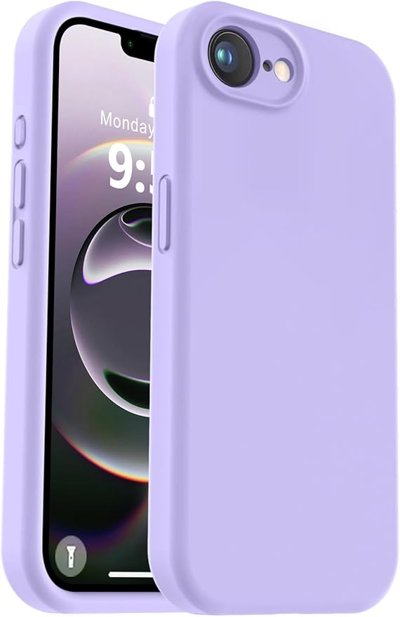 Vooii Compatible with iPhone 16e Case, Liquid Silicone Upgrade [Camera Protection] [Soft Anti-Scratch Microfiber Lining] Shockproof Phone Case for iPhone 16e 6.1 inch - Light Purple