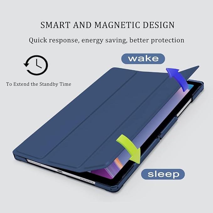 Cover for Samsung Galaxy Tab A9 Plus 11 inch Case Cover, Smart Flip Case Cover for Samsung Galaxy Tab A9+ 11 inch Translucent Back with Stylus Pen, Dark Blue