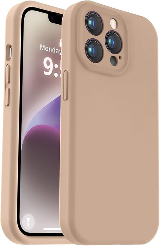 Vooii Compatible with iPhone 13 Pro Max Case, Liquid Silicone Upgrade [Camera Protection] [Soft Anti-Scratch Microfiber Lining] Shockproof Phone Case for iPhone 13 Pro Max 6.7 inch - Light Brown