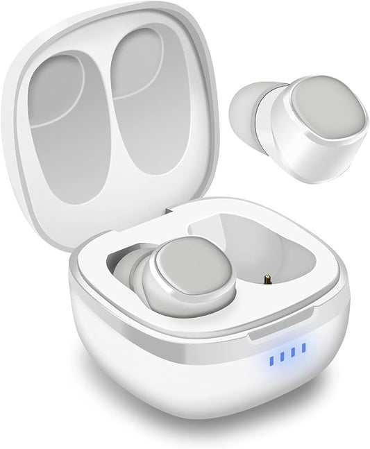 August True Wireless Earbuds EP800 - Bluetooth 5.0 Headphones with Wireless Charging Case IPX6 Waterproof / 25H Playback/Built-in Microphone/DSP Noise Reduction/Stereo Sound Earphones White