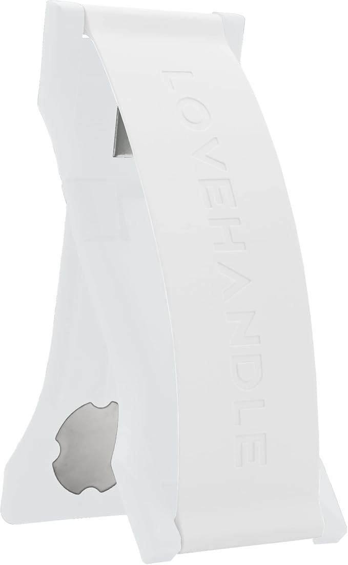 LOVEHANDLE PRO Premium Phone Grip - Silicone Phone Strap - Magnetic Phone Mount and Kickstand for Smartphone and Tablet - White Silicone on White Base
