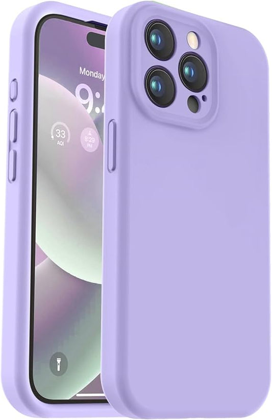 Vooii Compatible with iPhone 15 Pro Case, Upgrade Liquid Silicone, [Enhanced Camera Protection] [Soft Anti-Scratch Microfiber Lining] Shockproof Phone Case for iPhone 15 Pro 6.1 inch - Light Purple