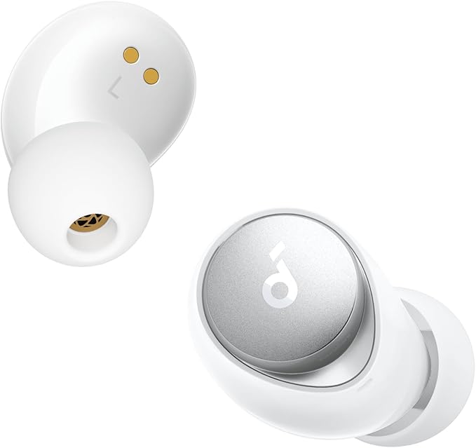 Soundcore by Anker Space A40 Auto-Adjustable Active Noise Cancelling Wireless Earbuds, Reduce Noise by Up to 98%, 50H Playtime, Comfortable Fit, App Customization, Wireless Charge (White)