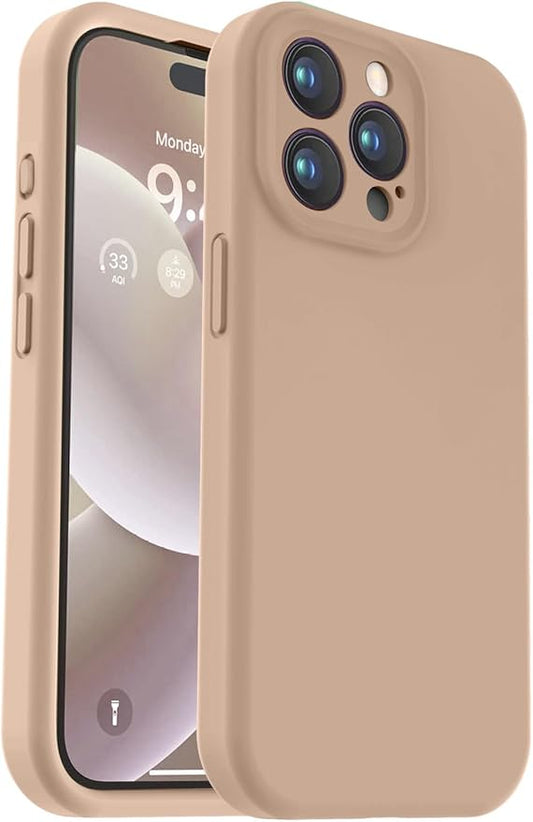 Vooii Compatible with iPhone 15 Pro Case, Upgrade Liquid Silicone, [Enhanced Camera Protection] [Soft Anti-Scratch Microfiber Lining] Shockproof Phone Case for iPhone 15 Pro 6.1 inch - Light Brown