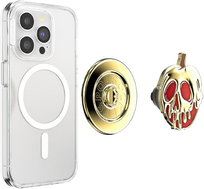 PopSockets Phone Grip for MagSafe with Kickstand, Magnetic Stand, Swappable Top, Secure Hold for iPhone MagSafe Cases, Phone & Tablet Grip, Disney - Enamel Poison Apple