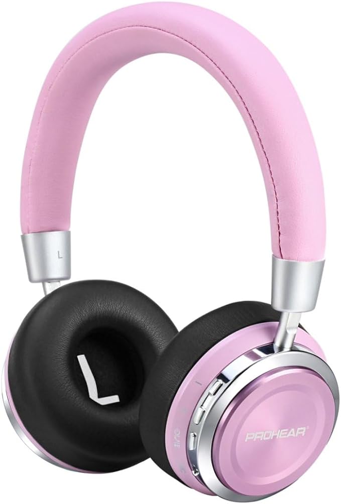 PROHEAR 010 Pro Active Noise Cancelling Headphones for Kids – Bluetooth, 85dB Safe Volume, 80H Playtime, Hi-Fi Over-Ear Wireless Headphones with Mic for iPad, Tablet, Travel – Pink