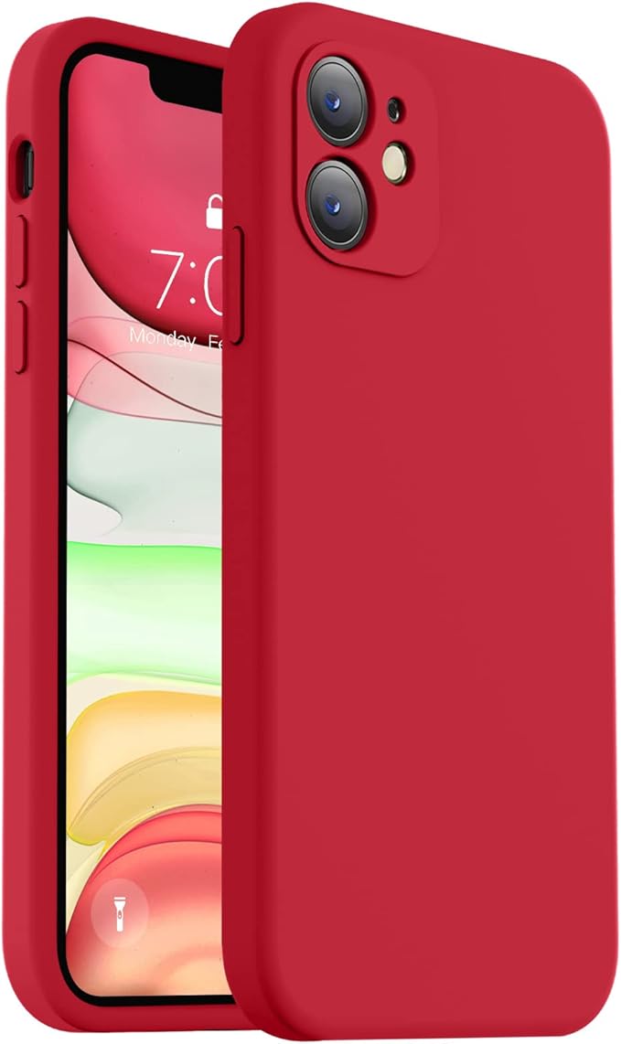 Vooii Compatible with iPhone 11 Case, Upgraded Liquid Silicone with [Flat Edges] [Camera Protection] [Soft Anti-Scratch Microfiber Lining] Phone Case for iPhone 11 6.1 inch - Red