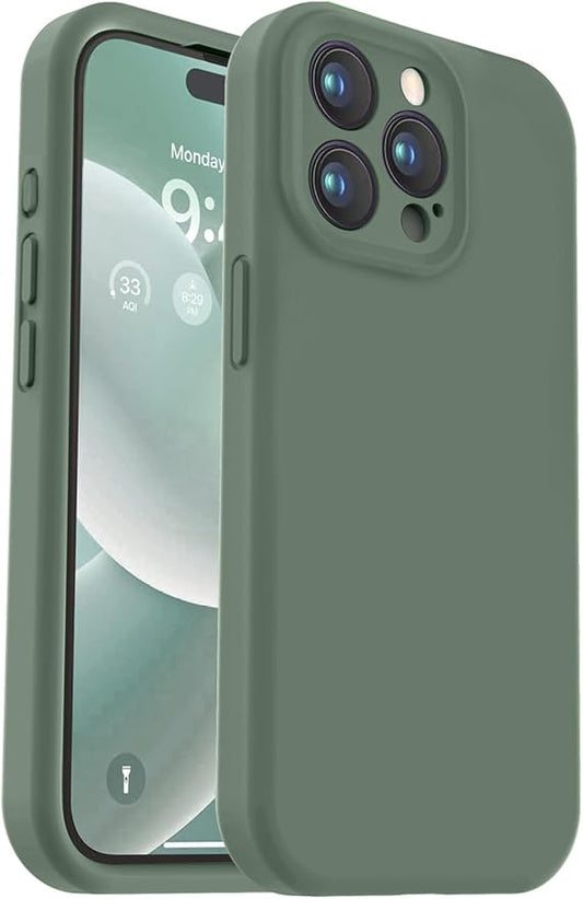 Vooii Compatible with iPhone 15 Pro Case, Upgrade Defender Liquid Silicone, [Enhanced Camera Protection] [Soft Anti-Scratch Microfiber Lining] Shockproof Phone Case iPhone 15 Pro 6.1 inch - Cypress