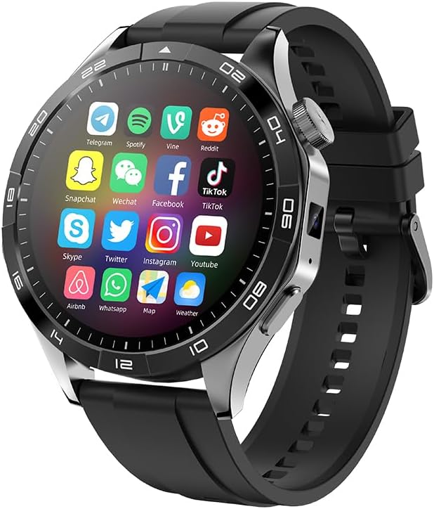 Smart Watch for Men Women - with 8+128GB Extra Storage, 1.43" AMOLED HD Screen, 24/7 Heart Rate/Sleep Fitness, 115+Sports Modes|IP68 Waterproof Compatible with iOS/Android (Black)
