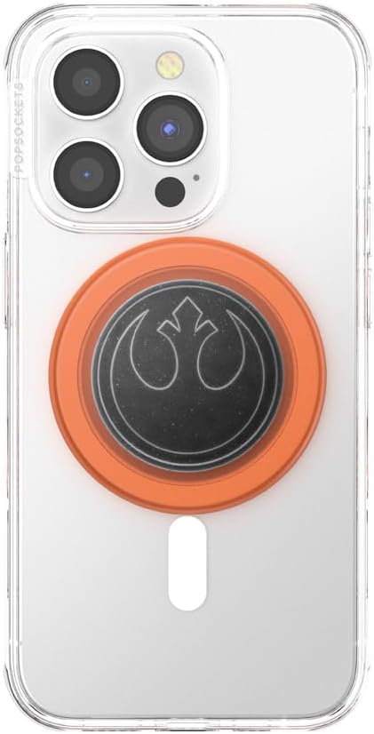 PopSockets Phone Grip for MagSafe with Kickstand, Magnetic Stand, Swappable Top, Secure Hold for iPhone MagSafe Cases, Phone & Tablet Grip, Starwars - Enamel Distressed Rebel Symbol