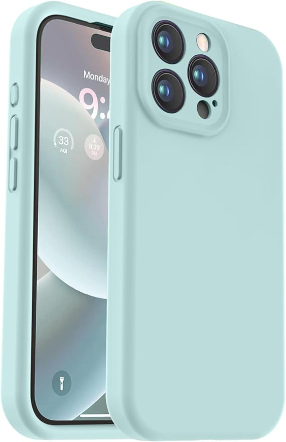 Vooii Compatible with iPhone 15 Pro Case, Upgrade Defender Liquid Silicone, [Enhanced Camera Protection] [Soft Anti-Scratch Microfiber Lining] Shockproof Phone Case for iPhone 15 Pro 6.1 inch - Mint