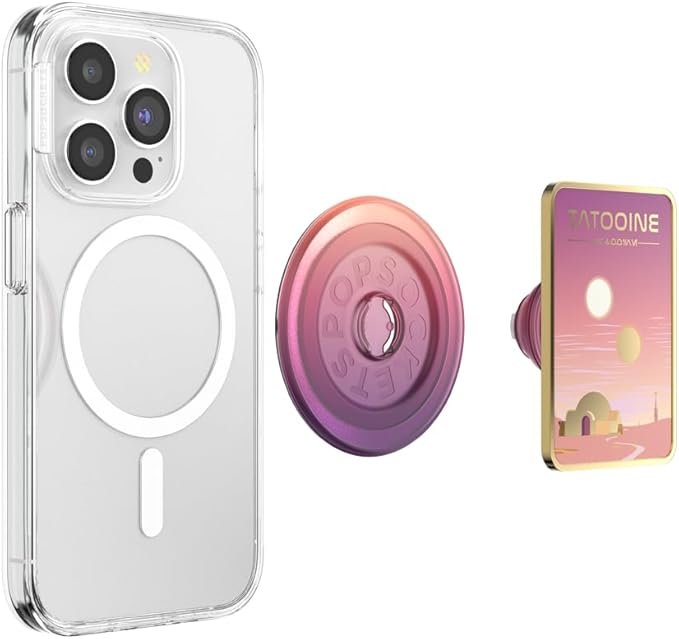 PopSockets Phone Grip for MagSafe with Kickstand, Magnetic Stand, Swappable Top, Secure Hold for iPhone MagSafe Cases, Phone & Tablet Grip, Starwars - Enamel Welcome to Tatooine