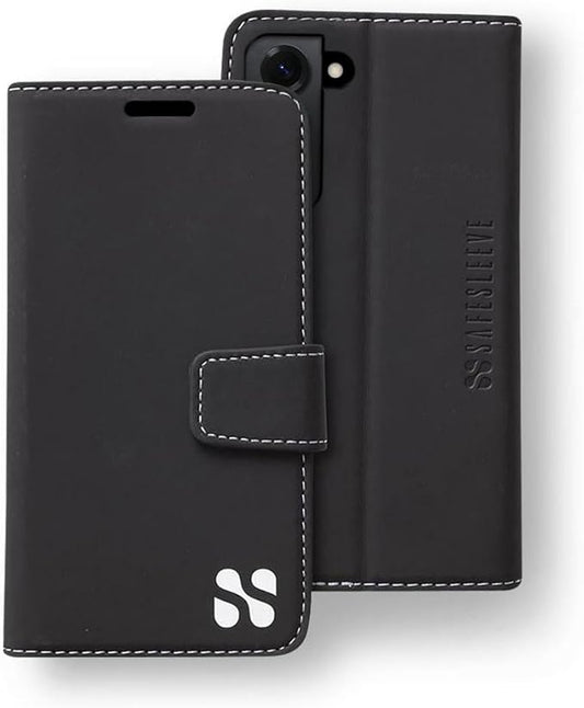 SafeSleeve EMF Protection Anti Radiation Case Compatible with Samsung Galaxy S25 - RFID EMF Blocking Wallet Cell Phone Case (Black)
