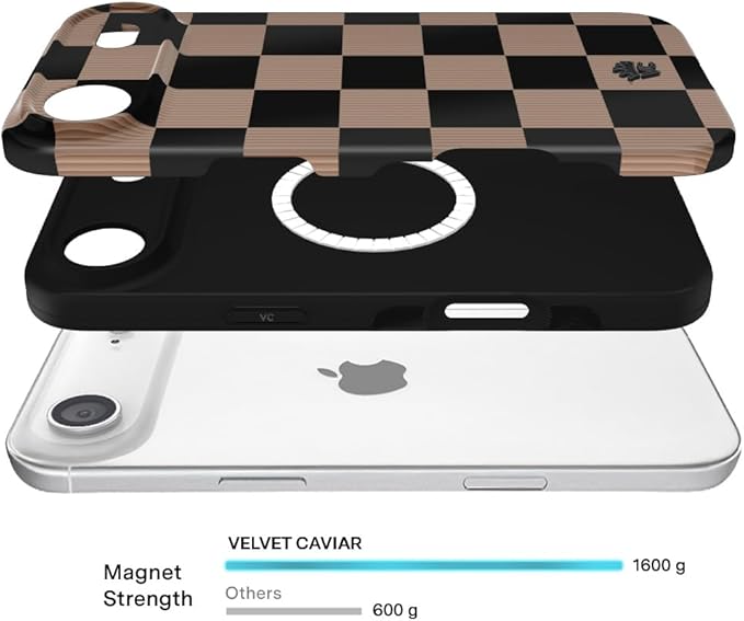 VELVET CAVIAR Case for iPhone 17 Air | Compatible with MagSafe | 10ft Drop Tested | Protective Designer Cases | Mocha Vibe Checkered