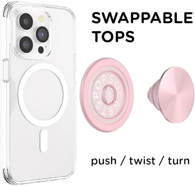 PopSockets Phone Grip for MagSafe with Kickstand, Magnetic Stand, Swappable Top, Secure Hold for iPhone MagSafe Cases, Phone & Tablet Grip - Dusty Rose
