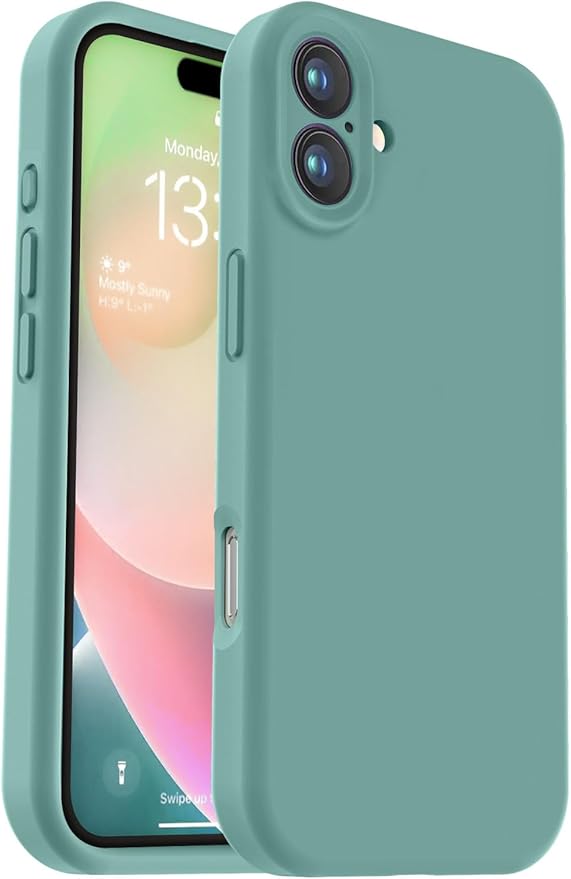Vooii Compatible with iPhone 16 Plus Case, Liquid Silicone Upgrade [Camera Protection] [Soft Anti-Scratch Microfiber Lining] Shockproof Phone Case for iPhone 16 Plus 6.7 inch - Pine Green