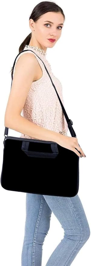 RICHEN 10 inches Messenger Bag Carrying Case with Handle Accessory Pocket Fits 7 to 10-Inch Laptops/Notebook/ebooks/Kids Pad (7-10.2 inch, Pure Black)