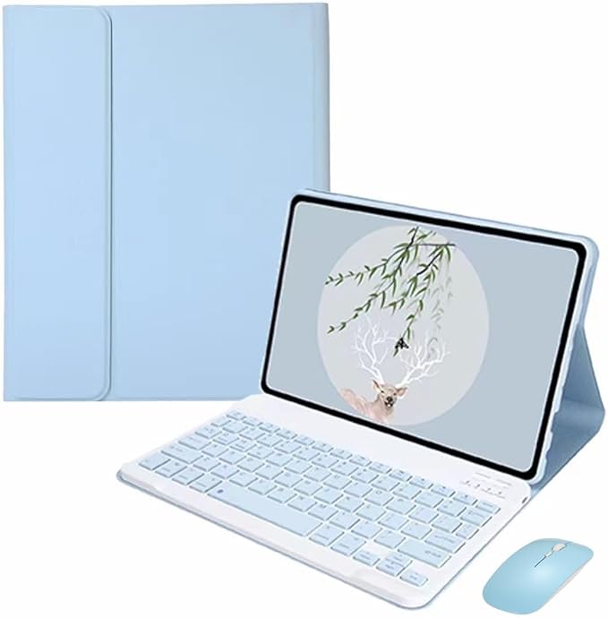 Keyboard Case Mouse for Galaxy Tab A7 Lite 8.7 Inch SM-T220/T225/T227, Detachable Cute Color Keyboard Case with S Pen Holder，Sky Blue