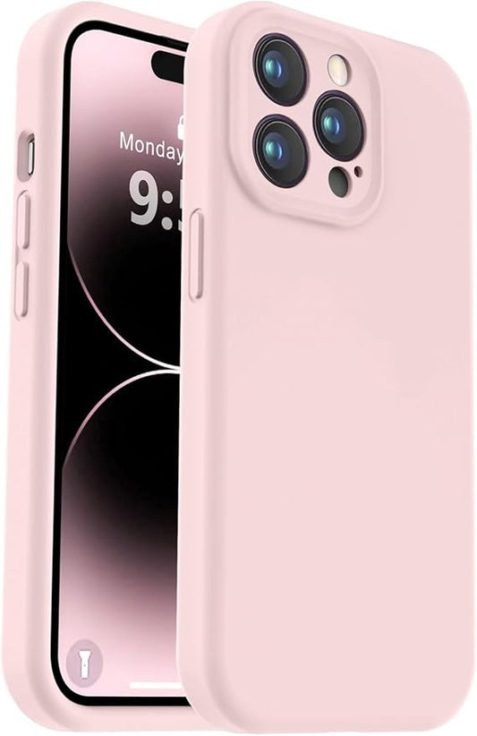Vooii Compatible with iPhone 14 Pro Max Case, Liquid Silicone Upgrade [Camera Protection] [Soft Anti-Scratch Microfiber Lining] Shockproof Phone Case for iPhone 14 Pro Max 6.7 inch - Chalk Pink