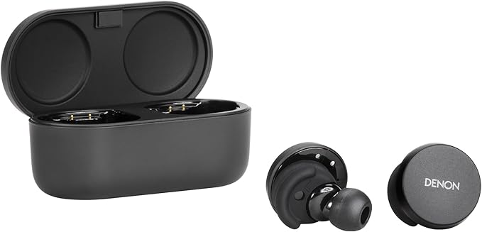 Denon PerL True Wireless Earbuds - Active Noise Cancelling, Bluetooth, Personalized Sound with Masimo Adaptive Acoustic Technology, 24-Hr Battery Life, Wireless Charging, Black