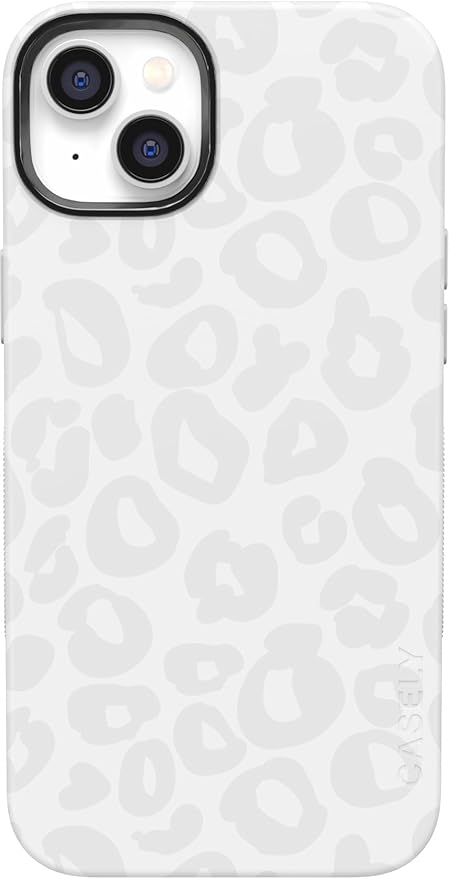 Casely iPhone 14 Case | White Snow Leopard | Into The Wild | Compatible with MagSafe | Bold Protective Design
