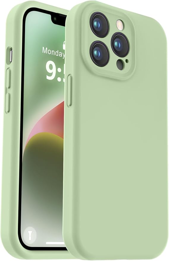 Vooii Compatible with iPhone 13 Pro Max Case, Liquid Silicone Upgrade [Camera Protection] [Soft Anti-Scratch Microfiber Lining] Shockproof Phone Case for iPhone 13 Pro Max 6.7 inch - Matcha