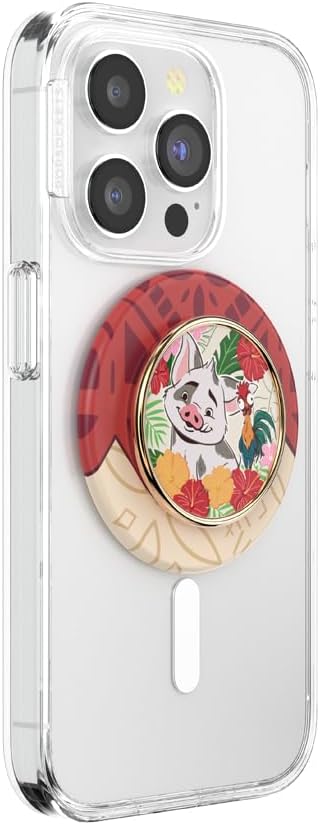 PopSockets Phone Grip for MagSafe with Kickstand, Magnetic Stand, Swappable Top, Secure Hold for iPhone MagSafe Cases, Phone & Tablet Grip, Moana - Enamel Pua's Paradise