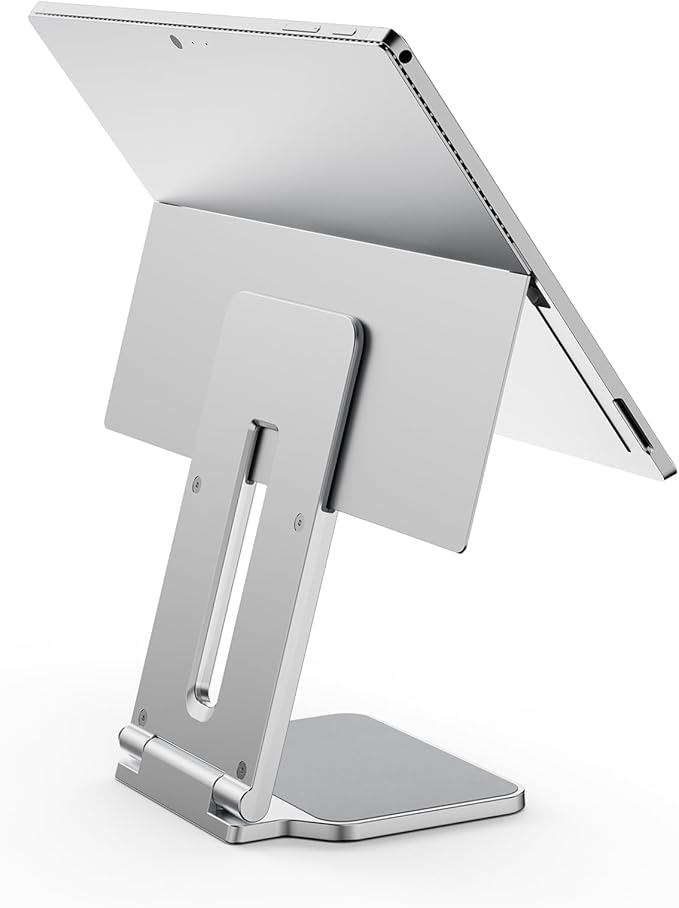 Kensington Elevated Stand Adjustable for Surface Stand for Desk, on-Skid Tablet Holder Designed for Surface Pro, Silver (K58277WW)