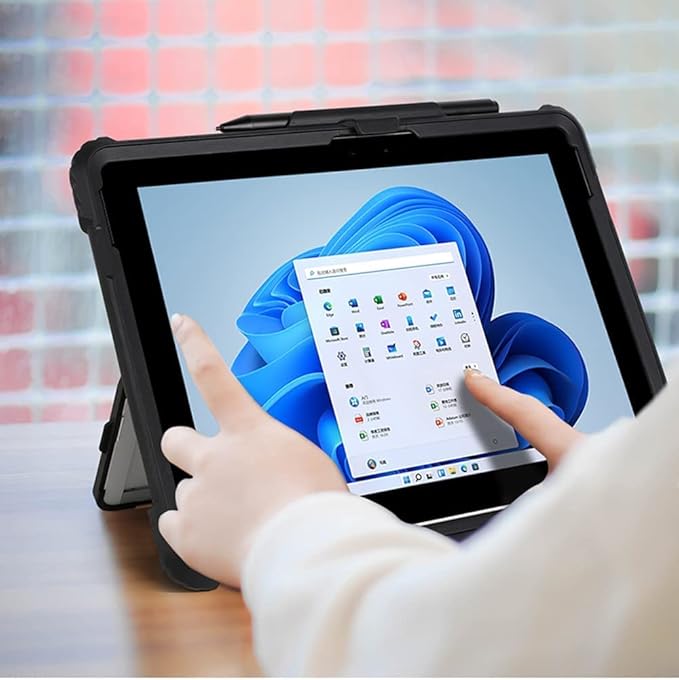 Clear Case for Microsoft Surface Pro 7 Plus/Pro7/Pro 6/Pro 5/Pro 2017/Pro 4,Rugged Hard Shell Cover with Shoulder Strap & Hand Strap&Stylus Pen Holder, Compatible with Type Cover Keyboard, (Black)