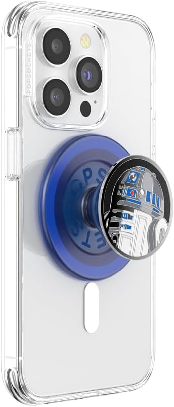 PopSockets Phone Grip for MagSafe with Kickstand, Magnetic Stand, Swappable Top, Secure Hold for iPhone MagSafe Cases, Phone & Tablet Grip, Starwars - Enamel R2D2
