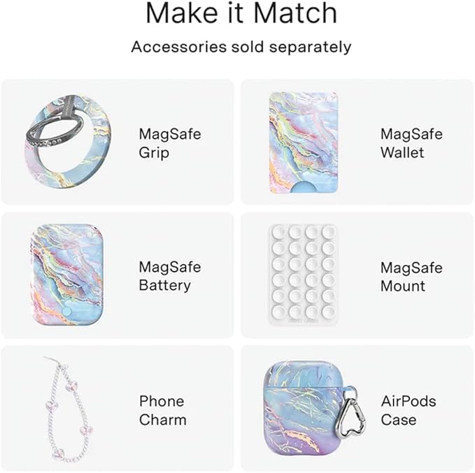 VELVET CAVIAR Case for iPhone 17 | Compatible with MagSafe | 10ft Drop Tested | Protective Designer Cases | Holographic Moonstone Marble