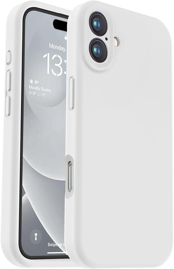 Vooii Compatible with iPhone 16 Case, Liquid Silicone Upgrade [Camera Protection] [Soft Anti-Scratch Microfiber Lining] Shockproof Phone Case for iPhone 16 6.1 inch - White