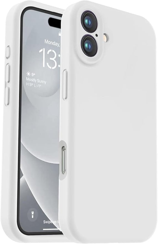 Vooii Compatible with iPhone 16 Case, Liquid Silicone Upgrade [Camera Protection] [Soft Anti-Scratch Microfiber Lining] Shockproof Phone Case for iPhone 16 6.1 inch - White