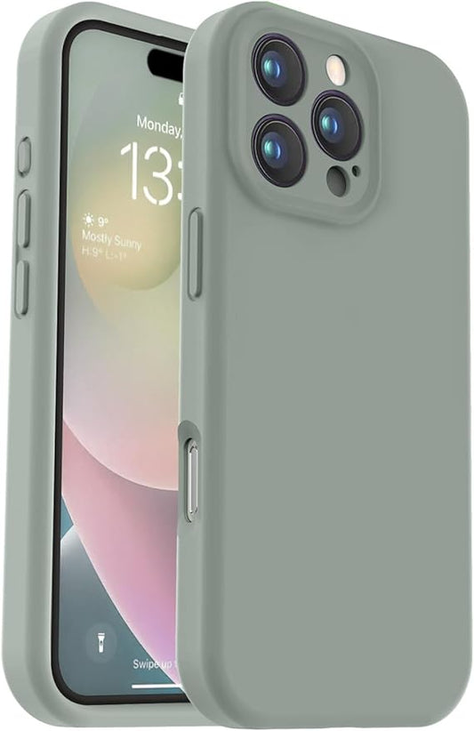 Vooii Compatible with iPhone 16 Pro Case, Liquid Silicone Upgrade [Camera Protection] [Soft Anti-Scratch Microfiber Lining] Shockproof Phone Case for iPhone 16 Pro 6.3 inch - Calke Green