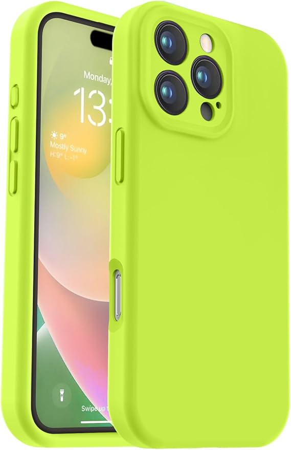 Vooii Compatible with iPhone 16 Pro Max Case, Liquid Silicone Upgrade [Camera Protection] [Soft Anti-Scratch Microfiber Lining] Shockproof Phone Case for iPhone 16 Pro Max 6.9 inch - Fluorescent Green
