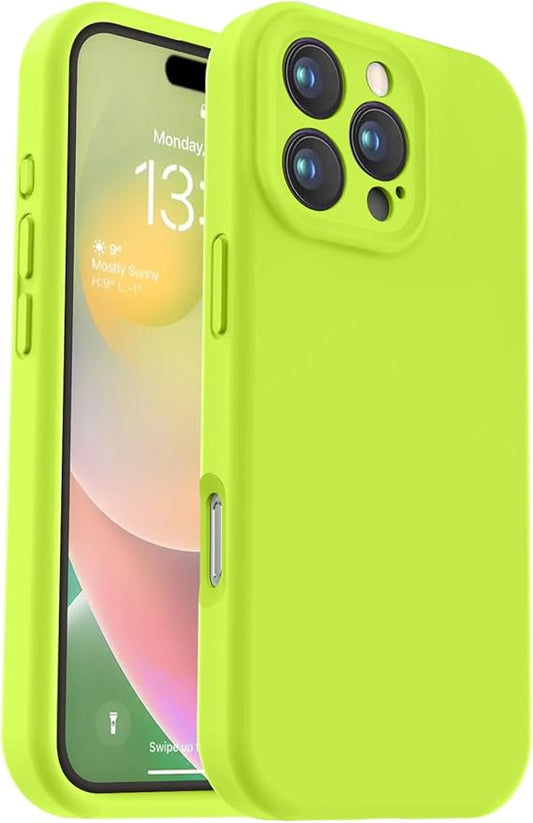 Vooii Compatible with iPhone 16 Pro Max Case, Liquid Silicone Upgrade [Camera Protection] [Soft Anti-Scratch Microfiber Lining] Shockproof Phone Case for iPhone 16 Pro Max 6.9 inch - Fluorescent Green