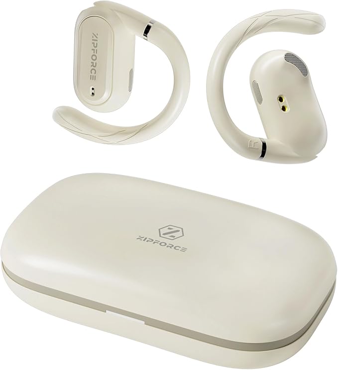 ZIPFORCE True Wireless Earbuds, Open-Ear Bluetooth 5.3 Headphones 4-Mics ENC Clear Call, OWS Bluetooth Earbuds Touch Control, IPX6 Waterproof TWS, Light-Weight Earphones