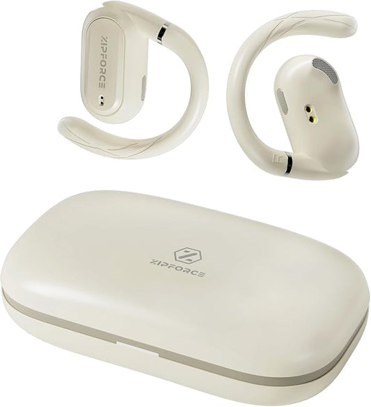 ZIPFORCE True Wireless Earbuds, Open-Ear Bluetooth 5.3 Headphones 4-Mics ENC Clear Call, OWS Bluetooth Earbuds Touch Control, IPX6 Waterproof TWS, Light-Weight Earphones