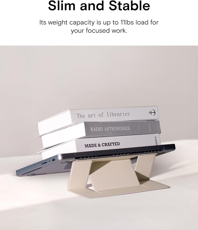 MOFT Laptop Stand for Desk, Adhesive MacBook Computer Stand with 2 Adjustable Viewing Angles, Foldable and Portable Laptop Riser Compatible with 11"-16" Laptops, Earthen Beige(Adhesive Version)