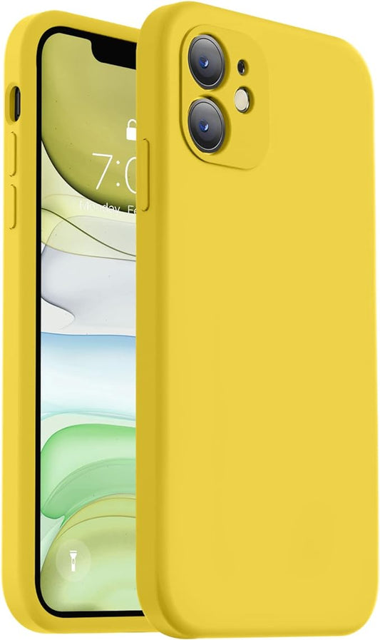 Vooii Compatible with iPhone 11 Case, Upgraded Liquid Silicone with [Flat Edges] [Camera Protection] [Soft Anti-Scratch Microfiber Lining] Phone Case for iPhone 11 6.1 inch - Yellow