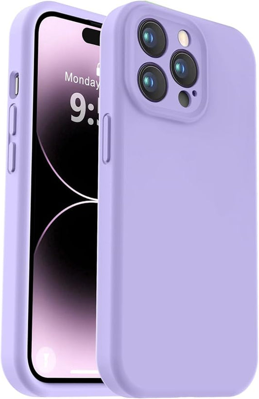 Vooii Compatible with iPhone 14 Pro Case, Liquid Silicone Upgrade [Camera Protection] [Soft Anti-Scratch Microfiber Lining] Shockproof Phone Case for iPhone 14 Pro 6.1 inch - Light Purple