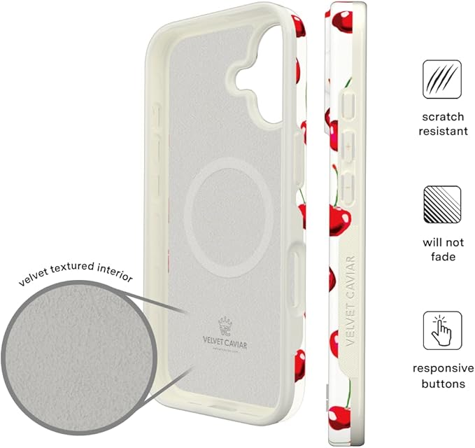 VELVET CAVIAR Case for iPhone 17 | Compatible with MagSafe | 10ft Drop Tested | Protective Designer Cases | Mon Cheri Cherry