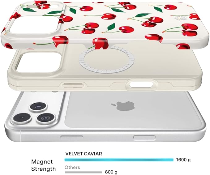 VELVET CAVIAR Case for iPhone 17 Pro | Compatible with MagSafe | 10ft Drop Tested | Protective Designer Cases | Mon Cheri Cherry