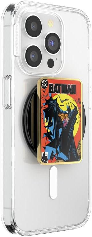 PopSockets Phone Grip for MagSafe with Kickstand, Magnetic Stand, Swappable Top, Secure Hold for iPhone MagSafe Cases, Phone & Tablet Grip, Batman - Enamel Comic Cover