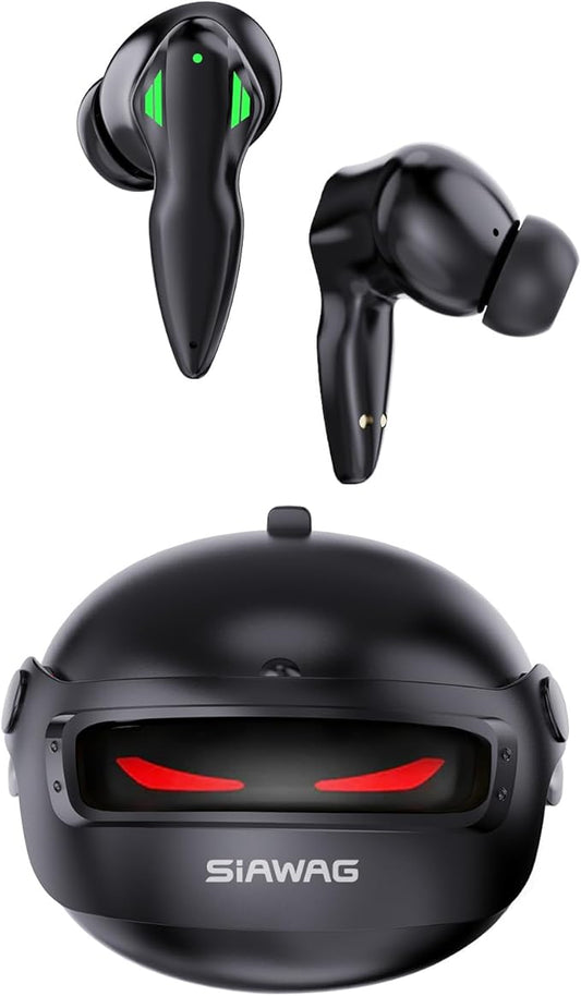 Wireless Earbuds Bluetooth 5.4 Headphones 35H Stereo Deep Bass in-Ear Buds with ENC Call Noise Cool Gaming Bluetooth Headphones with 25ms, IP5 Dual Mode Earphone for Gaming Sport Workout, Black