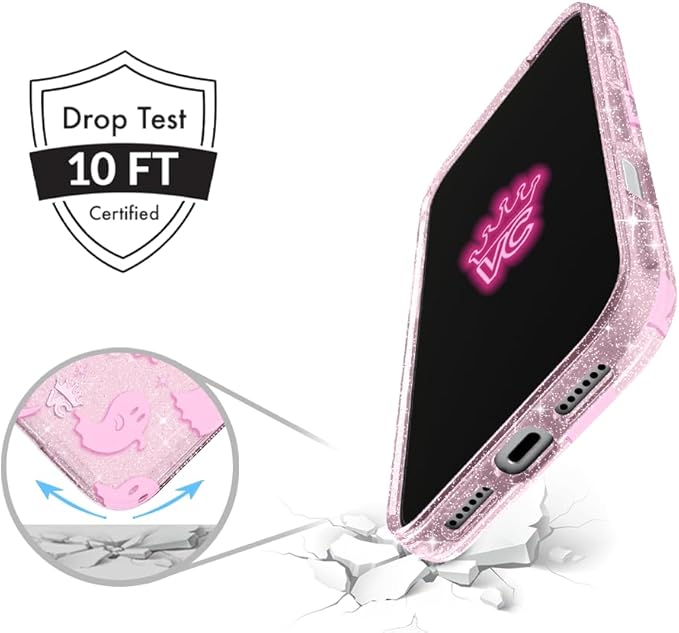VELVET CAVIAR Case for iPhone 17 | Compatible with MagSafe | 10ft Drop Tested | Protective Halloween Cases | Ghosted Pink Glitter